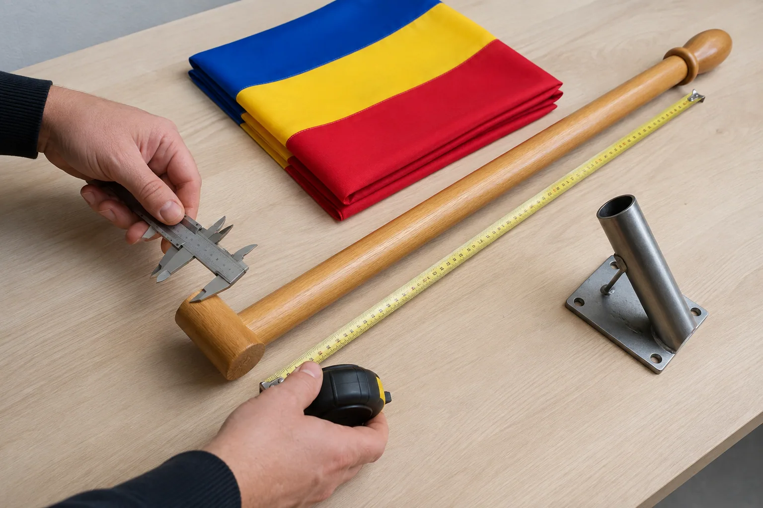 Măsurarea unei lănci din lemn și verificarea compatibilității cu suportul